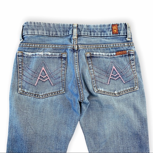 7 For All Mankind “A” Pocket Boot Cut Blue Jeans Size 24 - Picture 5 of 9